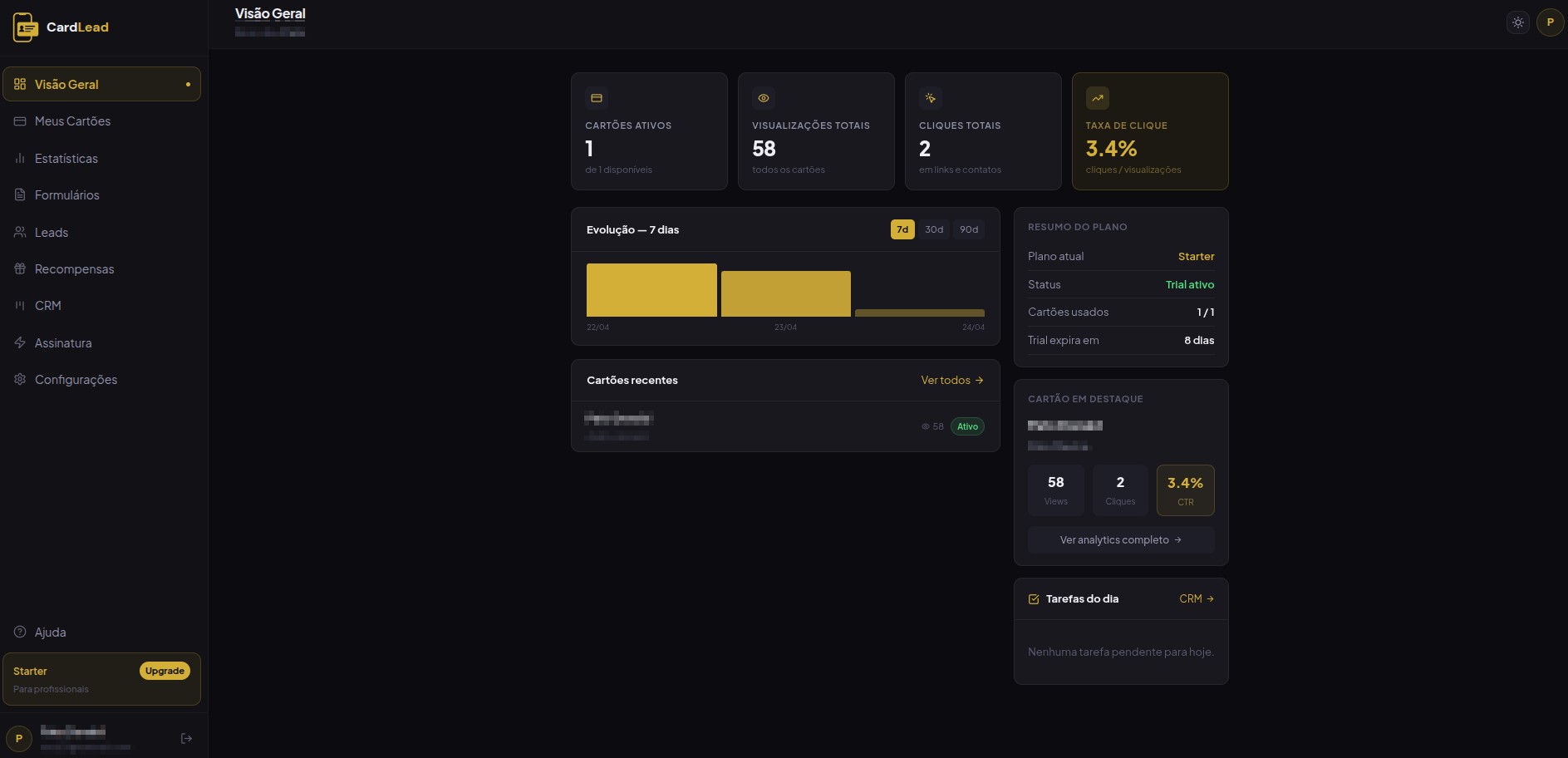 Layout da plataforma